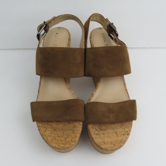 Via Spiga Cork Wedge Suede Sandals, Size 9 M - Picture 2 of 10